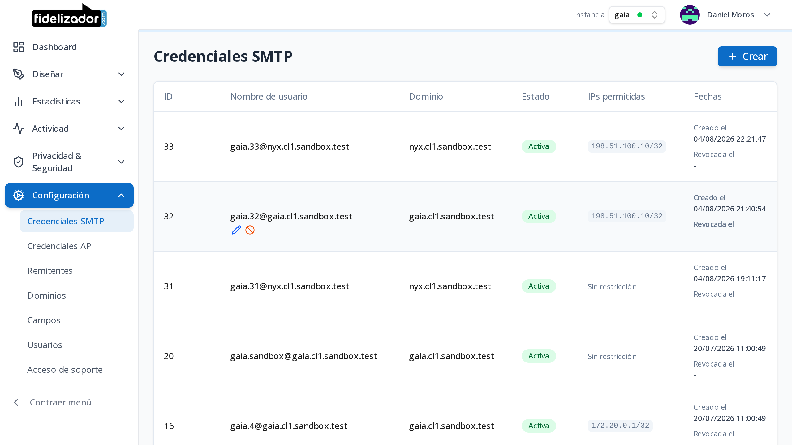 Fidelizador: tus credenciales SMTP en un solo lugar