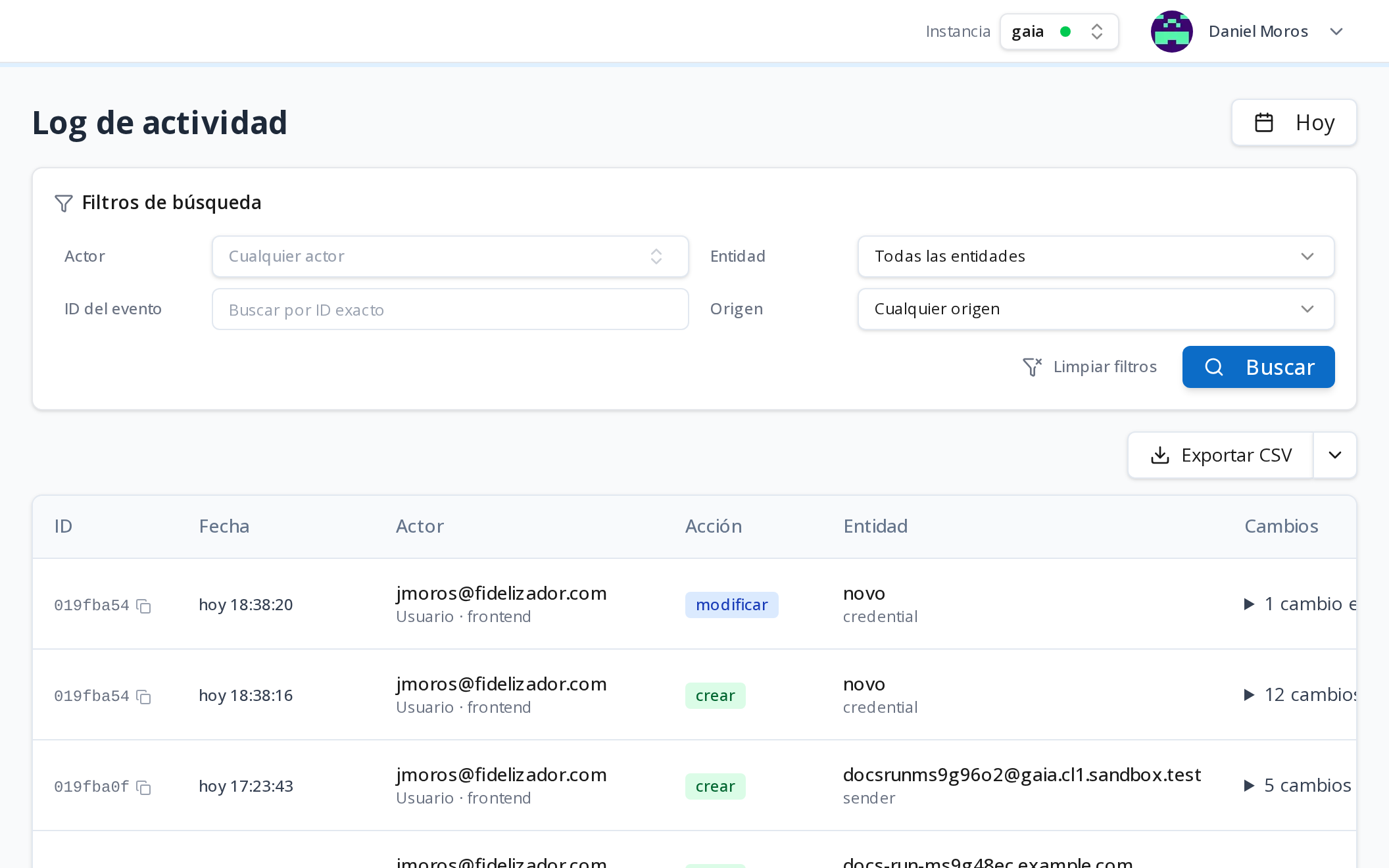Fidelizador: filtra el log de actividad