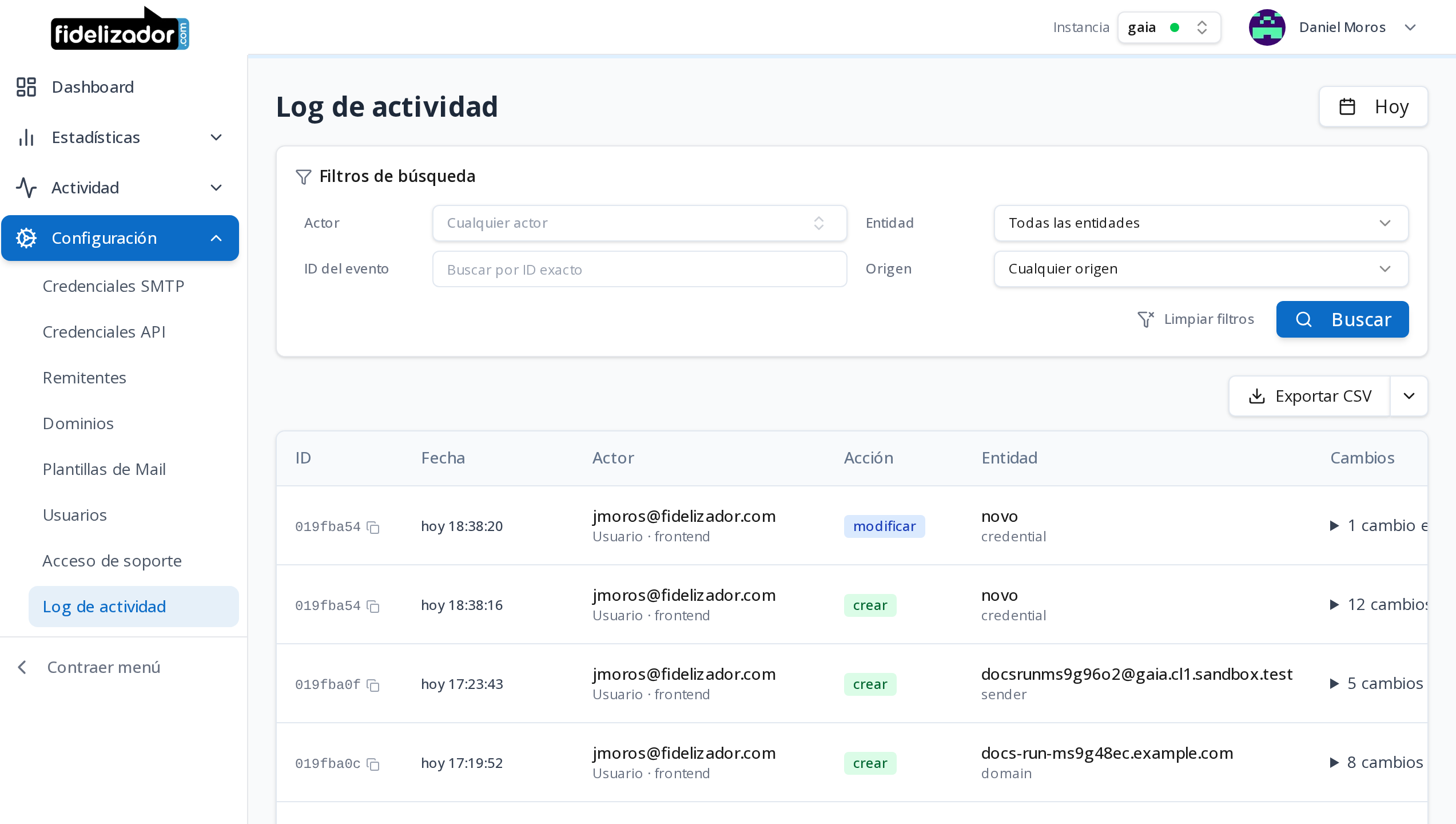 Fidelizador: el log de actividad de tu cuenta